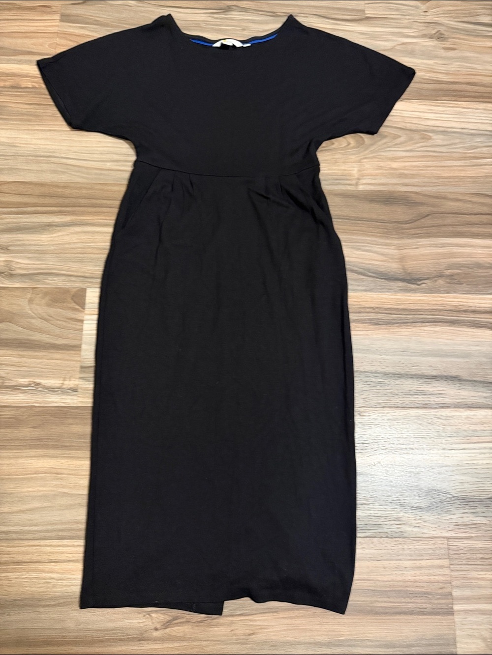 Boden Vanessa Jersey Midi Dress Womens 2P Black Crewneck Pockets Minimal Capsule